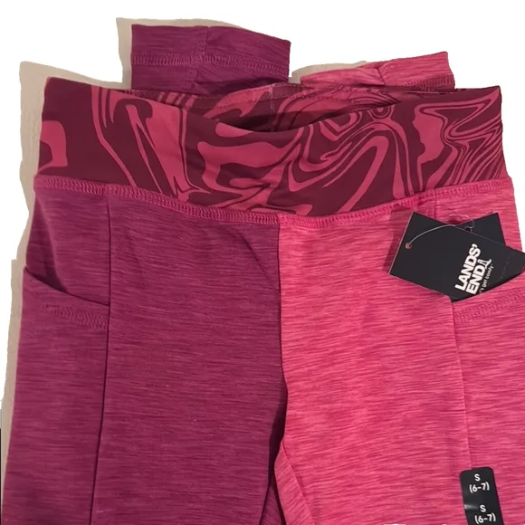 Lands' End Girls Active Leggings - Pink - S(6-7) - Picture 3 of 4